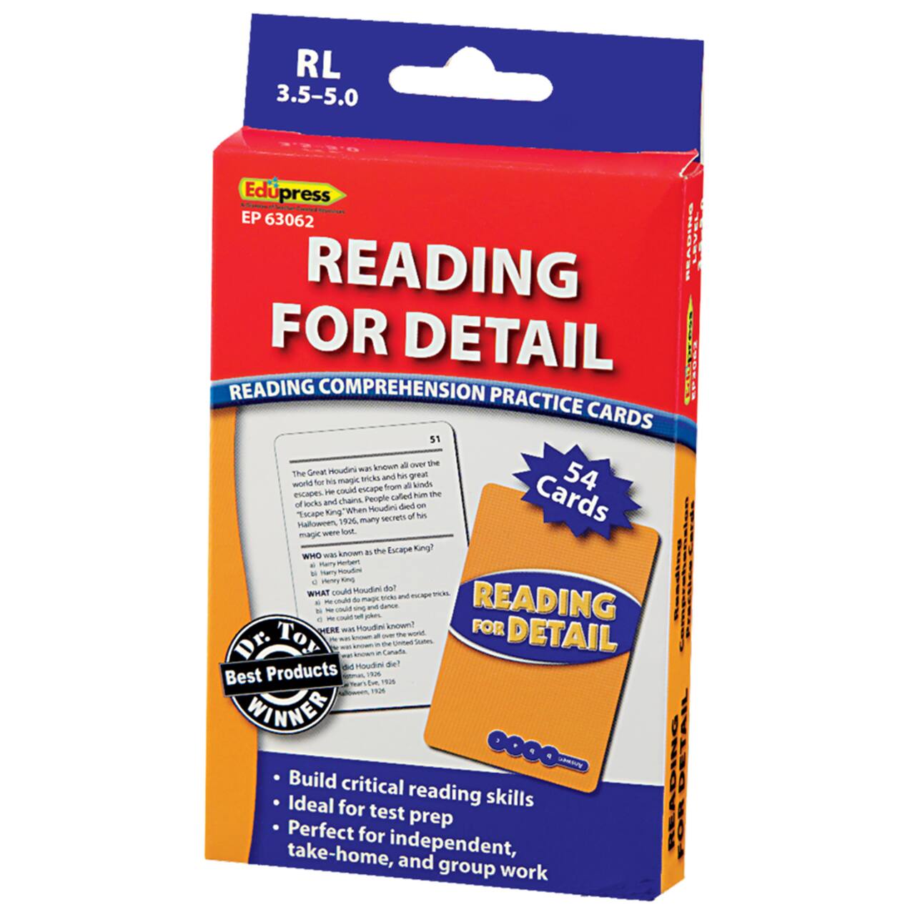 Edupress® Reading for Detail Practice Cards Blue Level, Levels 3.5-5.0